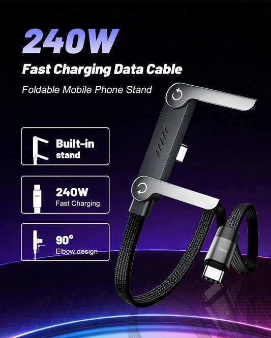 Fast-Charging Cable with Built-In Phone Stand