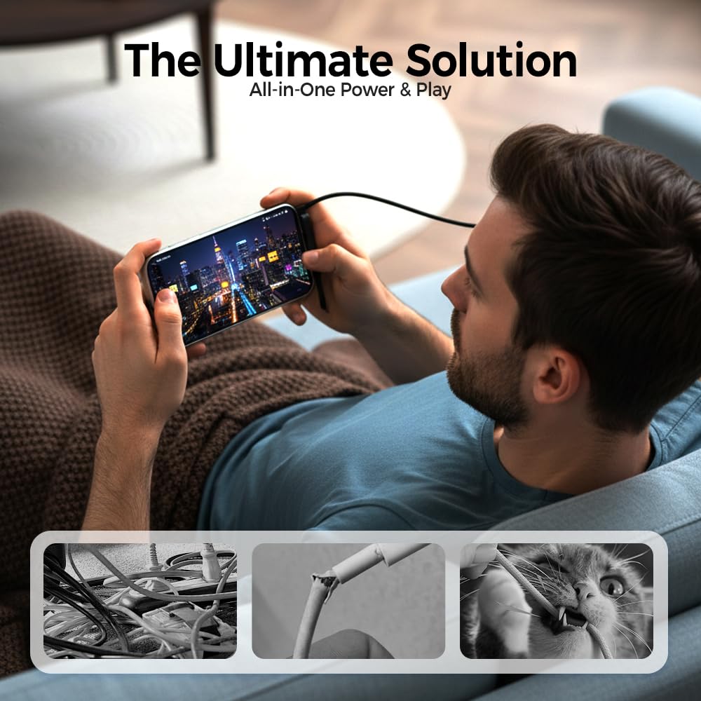 Fast-Charging Cable with Built-In Phone Stand