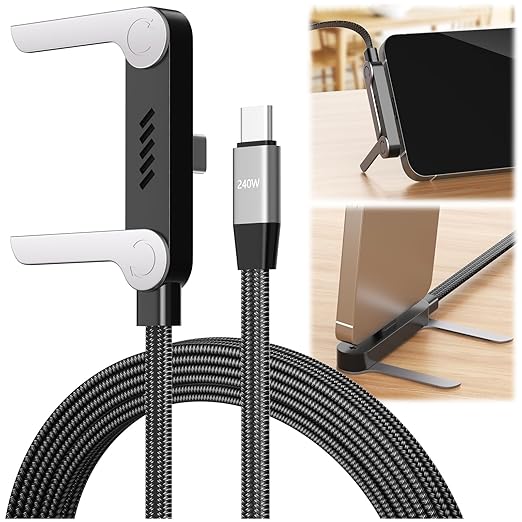 Fast-Charging Cable with Built-In Phone Stand