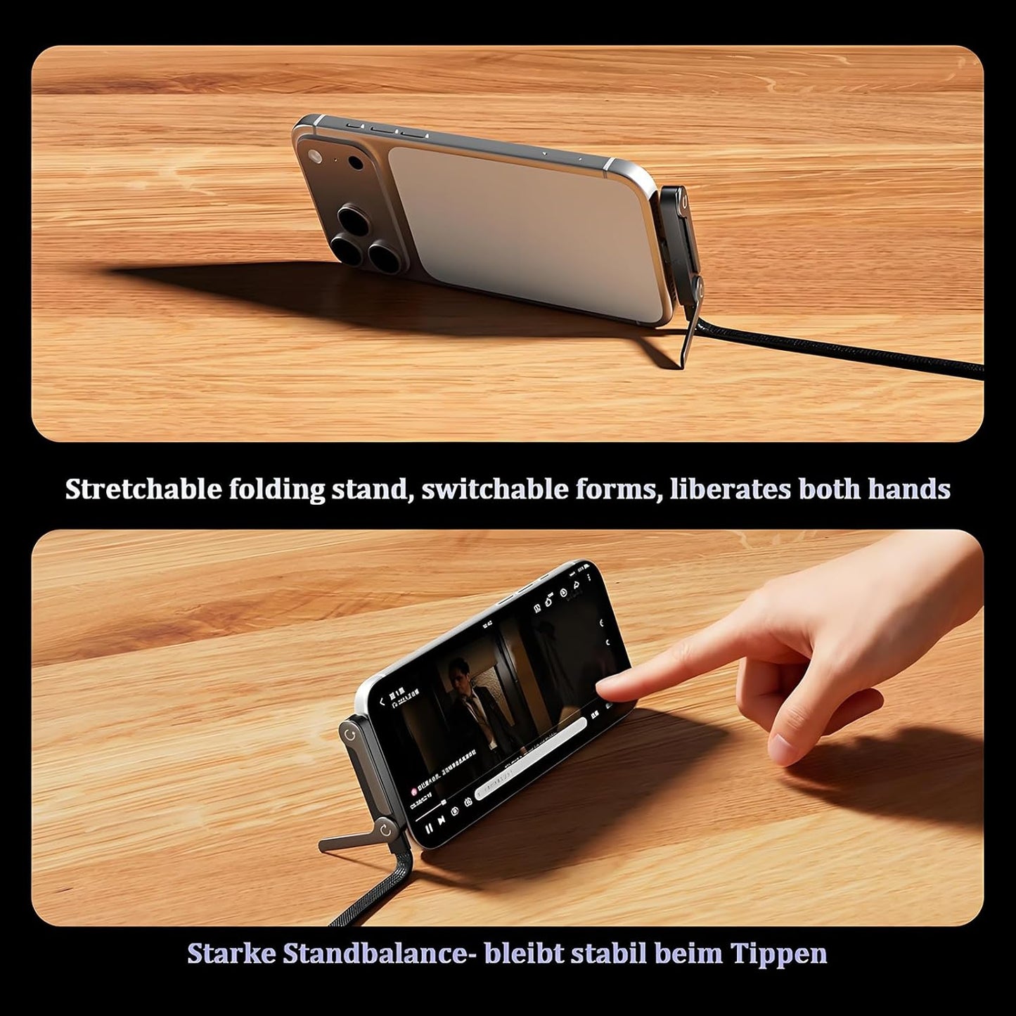 Fast-Charging Cable with Built-In Phone Stand
